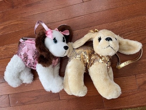 Poochie & Co Puppy Dog Purse Bag Lot Pink Gold Sparkle Kids Stuffed Animal Toy - Picture 2 of 6