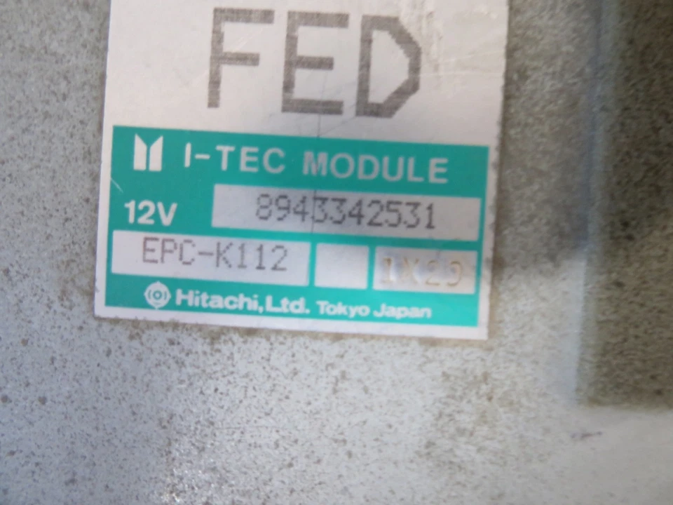 90 91 92 93 Isuzu Amigo Pickup Truck Engine Control Unit FED 8943342531 EPC-K112 Foto 2 de 4