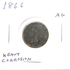 1866 US Indian Head Cent  AG About Good Hole FIller Free Shipping