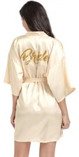 Women Satin Kimono Robes Gold Glitters Bride Bridesmaid Wedding Party Sleep