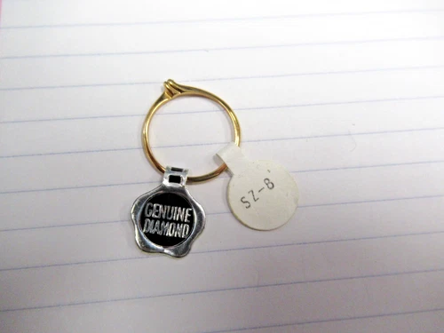 (1) NOS Vintage Vargas Gold Vermeil Over Sterling Genuine Diamond Ring Sz 8