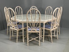 White Bamboo Dining Table & 8 Chairs Harrods 1950s Plantation Style EB11554 MWOO