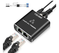 1 to 2 Gigabit Ethernet Splitter w/USB Power Cable 1000 Mbps High Speed RJ45 Int