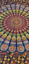 Indian Hand Block Mandala Twin Size Cotton Kantha Quilt Throw Blanket Bedspread