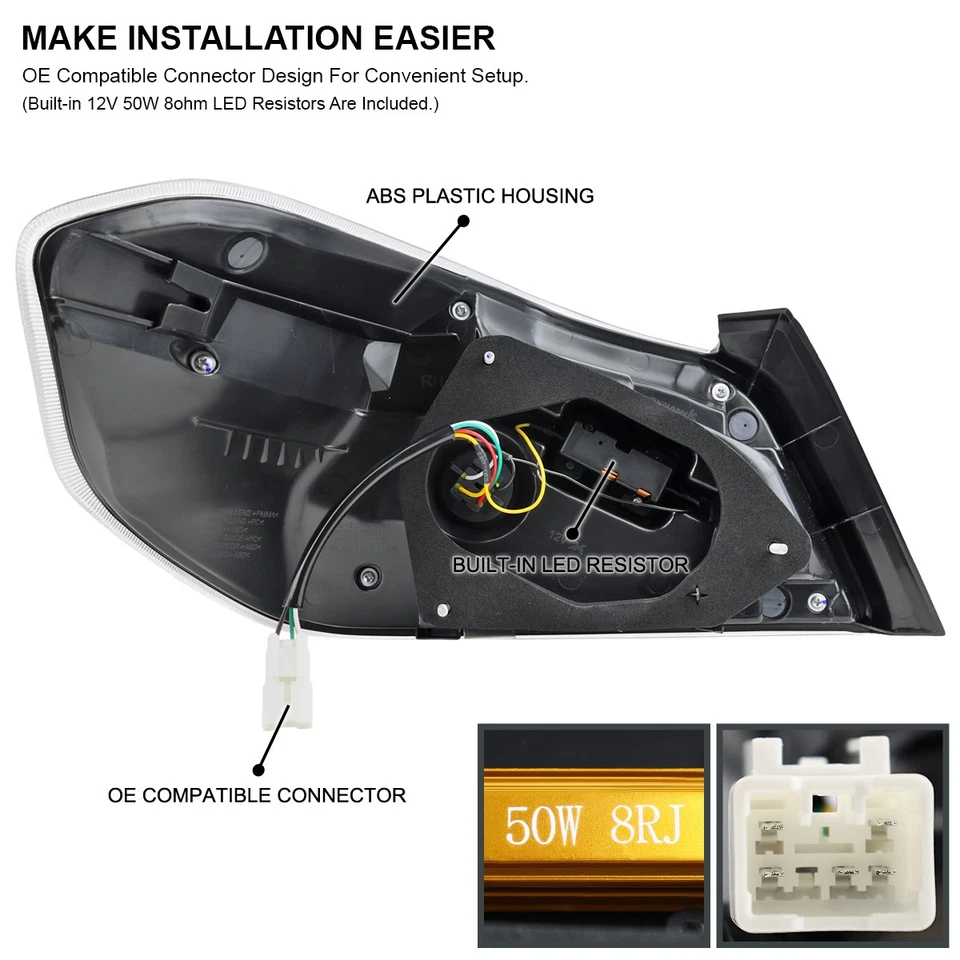 Jet Black Fits 2015-2021 Subaru WRX STI LED Tail Lights Sequential Signal Lamps Foto 4 de 4