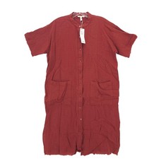 NWT EILEEN FISHER Organic Cotton Gauze Mandarin Collar Dress PICANTE PETITE PS