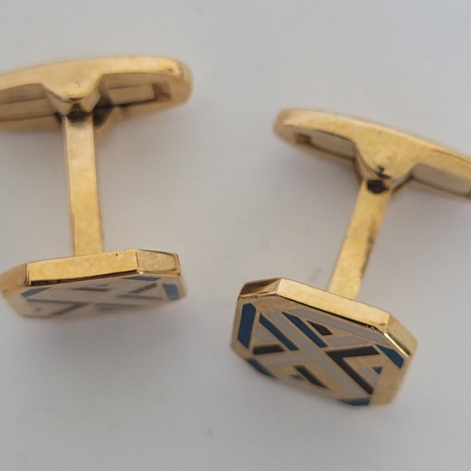Givenchy Cufflinks Gold Multicolor Square Logo Vi… - image 3