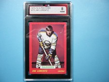 1973/74 O-PEE-CHEE NHL HOCKEY CARD #75 JIM LORENTZ KSA 8 NM/MINT SHARP!! OPC