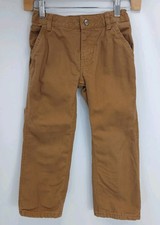 Carhartt Canvas Work Pants Plaid Lined Adjustable Waist Cotton Youth Boys Size 6