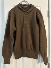 Vintage Army Military Sweater Men's Large OD Brown Henley 8405-01-224-9066