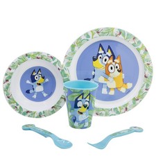 Bluey Reusable Microwavable Children's Tableware Set with Cup, Plate, Bowl and C