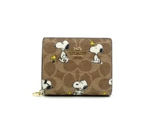 NWT Coach X Peanuts Snap Wallet In Signature Canvas With Snoopy Print CBN32