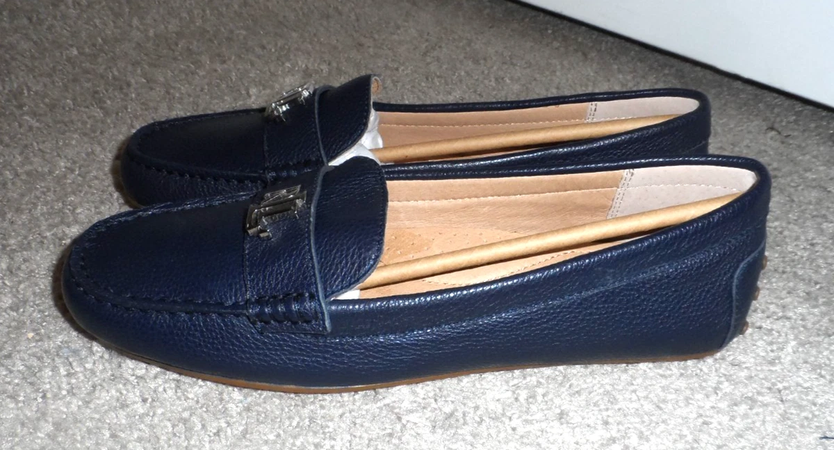 Lauren Ralph Lauren Carley Driving Loafer Pebbled Blue Leather Men 10/Women 11 Womens Lauren By Ralph Lauren Averi Shoes In Blue | Soletrader main image 3