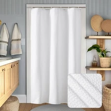 Small Stall Shower Curtain Liner Washable, 36 x 72 Inches, White Fabric Stall