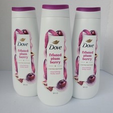 3 PACK - Dove FROSTED PLUM BERRY Limited Edition Holiday Treats Body Wash 20floz