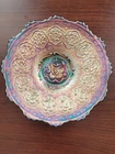 Nice Blue Fenton Carnival Glass Small Persian Medallion Plate Plain Exterior