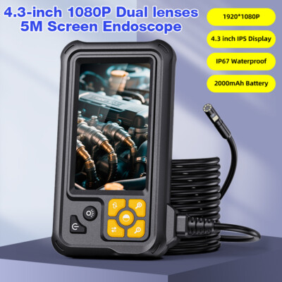 KERUI Endoscope Camera Borescope 16.4FT Cable 4.3'' Screen with Lights Dual Lens