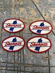 Vintage Lot of 4 Skelgas Embroidered Uniform Gas Station Patches 3" X 2”