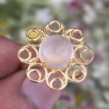 Flower Shape Rose Quartz Ring 925 Silver Gold Plated Statement Ring Jewelry