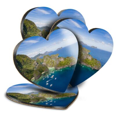 4x Herz MDF Untersetzer - El Nido Palawan Philippinen #44955