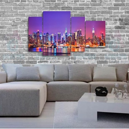 120x70cm - Set 4 GEMÄLDE BEDRUCKT GEMÄLDE STOFF DEKORATION NEW YORK-NY-02 - Bild 2 von 4