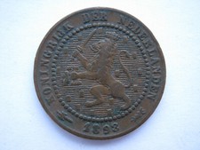 Netherlands 1898 bronze One Cent low 9 F 
