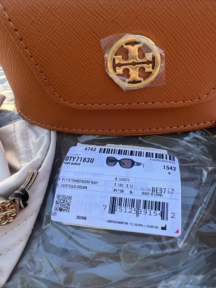 Очки солнцезащитные Tory Burch TY 7183U 165673 темно-синие бабочки коричневые линзы 52-19 140 3N - Изображение 3 из 4