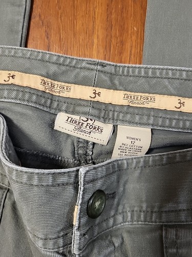 Women's Three Forks Ranch Sz 12 Greenish Gray Straight Leg Pants Flap Pockets - Picture 2 of 6