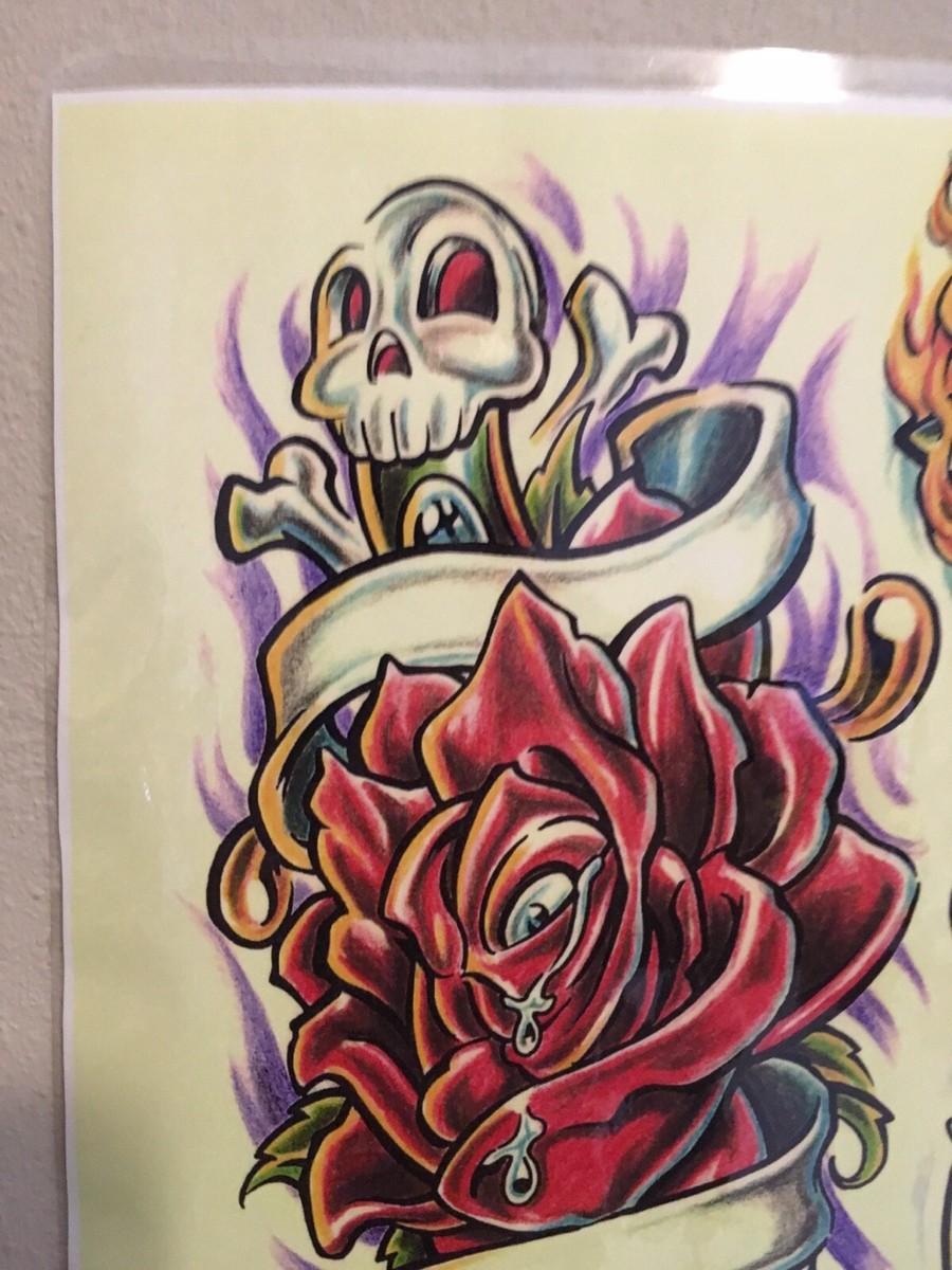 TATTOO STUDIO YAMADA 　Flash//skull Mサイズ Tattoo Studio Shop Flash Single Sheet Harley-Davidson Skulls