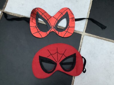 MARVEL SPIDER-MAN FACE MASK S x2 Child's Dress Up Cosplay RED BLACK