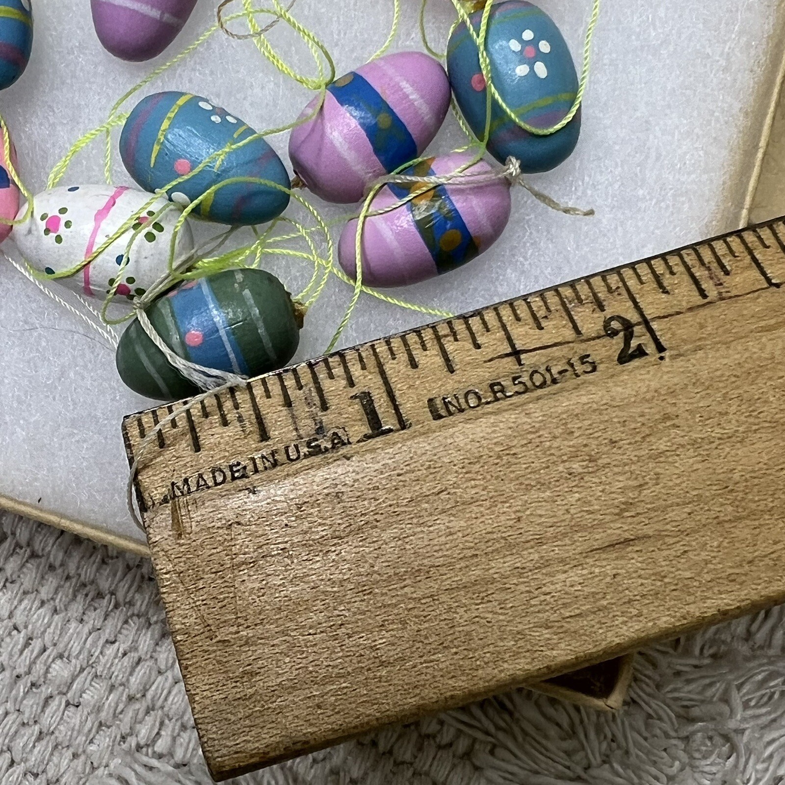 Vintage Easter Tree Ornaments Mini Tiny Small Wooden Lot of 24 Eggs
