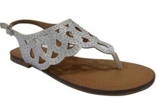 Wonder Nation Girls Cutout White Rhinestone Thong Sandals Size 1 NEW