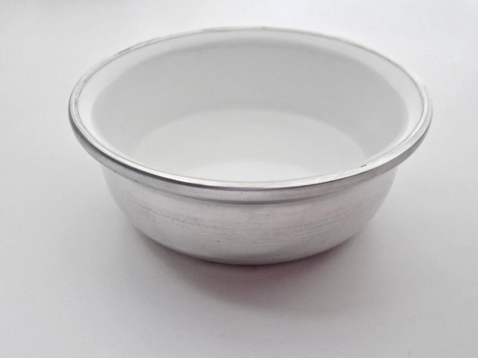 Rasierschale für Rasierseife, Flache Seifenschale Alu/white Vintage Shaving Bowl