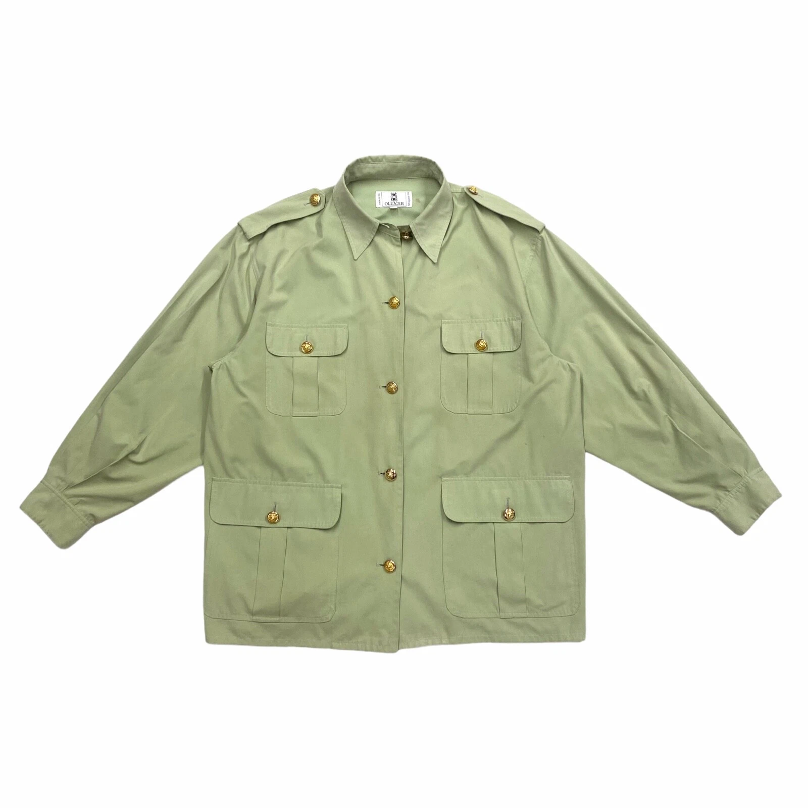 Valentino Oliver Cappotto Militare Leggero Donna Vintage Designer Verde VINTAGE