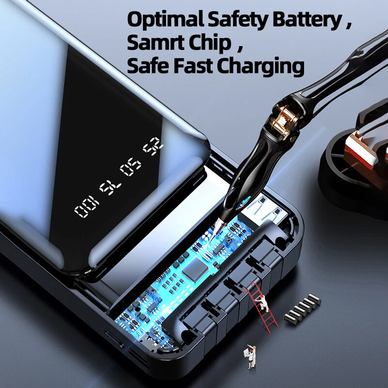 30000mAh Power Bank with LCD Display 4 USB & Type-C Portable Phone Charger