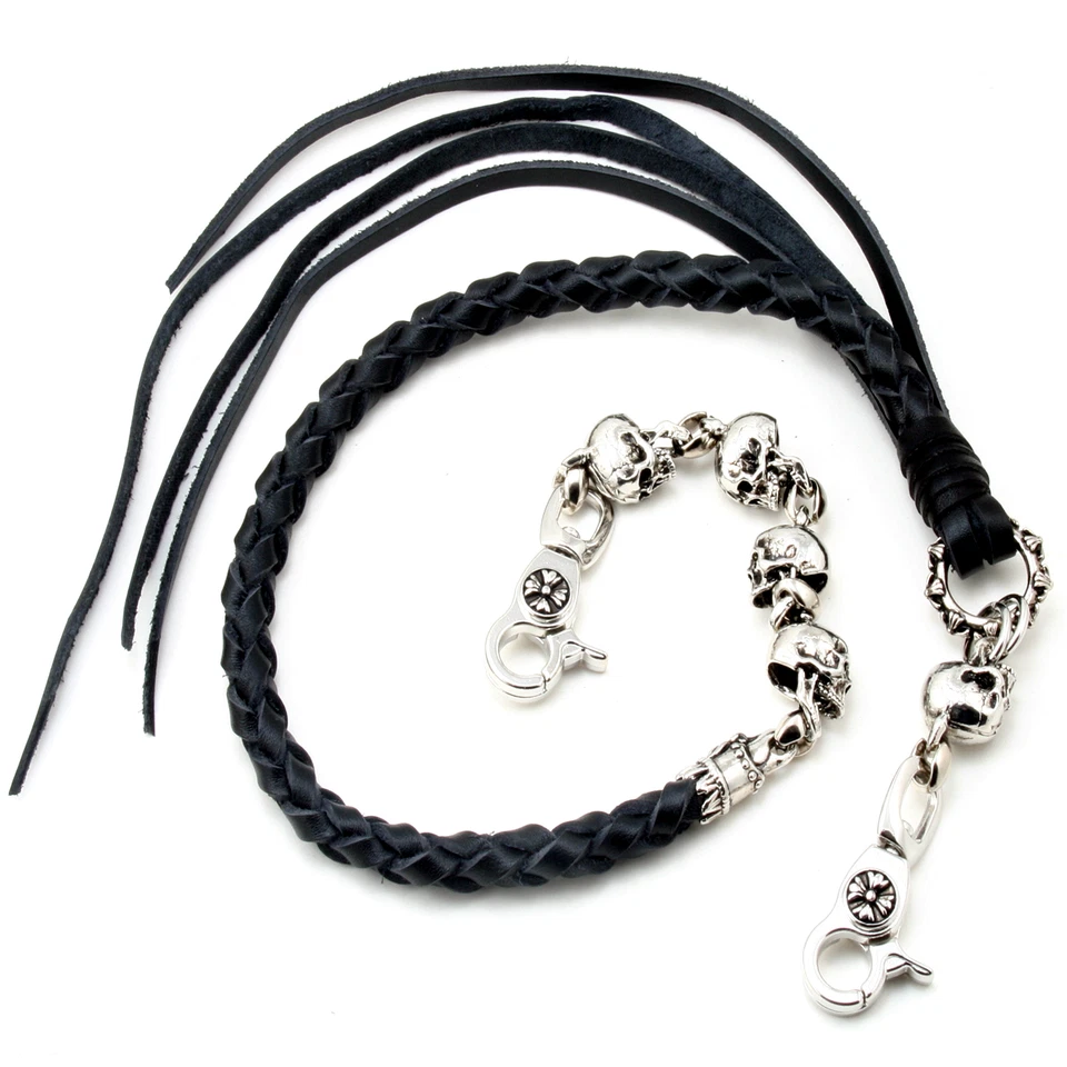 DK Skull Leather Biker Trucker Key Jean Wallet Chain (25"/4.8oz) Black SCS19 - Image 2 of 4