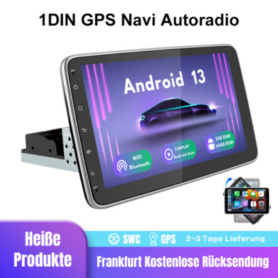 360° Drehbar Bildschirm Android 13 Carplay DAB+ 1DIN Autoradio GPS Navi WIFI 64G