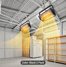 Comfort Zone CZQTV5M 1500W Ceiling Heater, Adjustable, Radiant, Garage/Shop 2-Pk