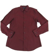 Perry Ellis Men's Big  Tall Slim Fit, Long Sleeve Spill Dobby Shirt, Red, XL