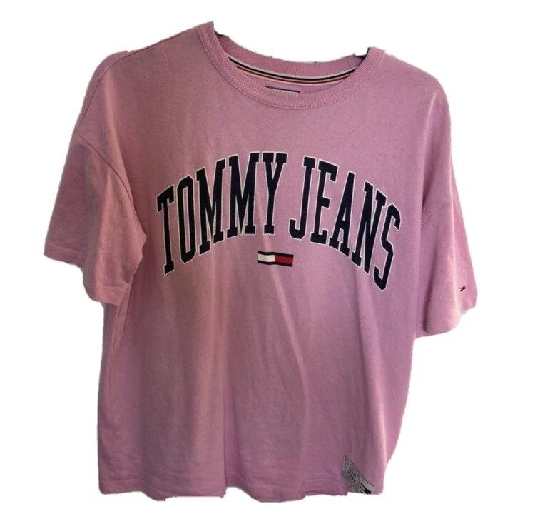 Pink tommy jeans shirt 2025