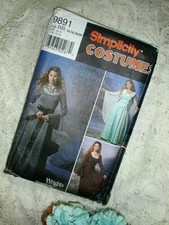 Long Maxi Dress Pattern Renaissance Faire Medieval 14 16 18 20 Simplicity #9891