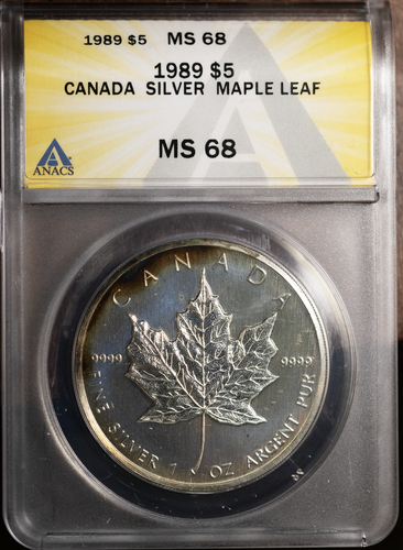 1989 $1 Canadian Maple Leaf MS 68 ANACS # 7465044 + Bonus