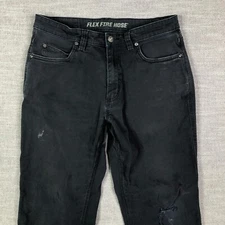 Duluth Jeans Mens 32x30 Black Flex Fire Hose Canvas Torn Faded Stained Tag 34x32