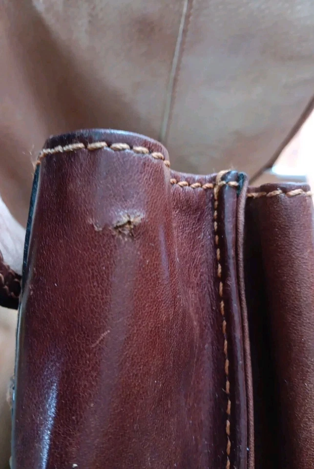 Maletín de documentos vintage marrón Tony Perotti Italia cuero profesor 17" x 12 Foto 3 de 4