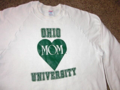 Vintage 90s OHIO UNIVERSITY MOM white Jerzees made USA Vintage 90s OHIO UNIVERSITY MOM white Jerzees made USA