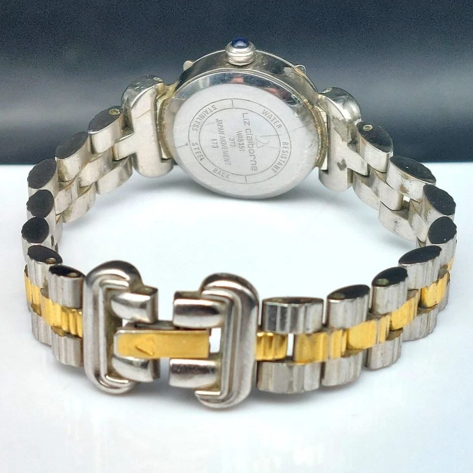 Винтажные женские двухцветные кварцевые часы Liz Claiborne с новым аккумулятором работают - Изображение 3 из 4