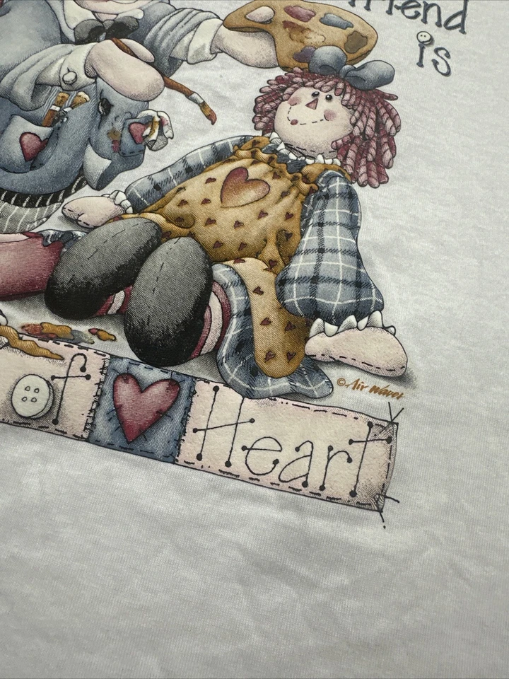 Camiseta blanca vintage True Friend Work Heart Air Waves calce para mujer 2XL Foto 4 de 4