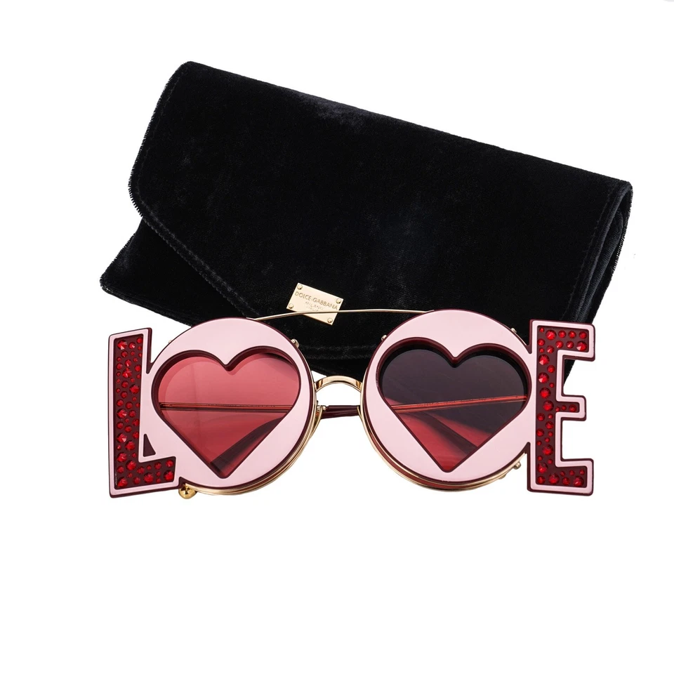 Gafas de sol DOLCE & GABBANA Crystal Heart LOVE Metal DG 2217B Rosa Rojo Foto 2 de 4