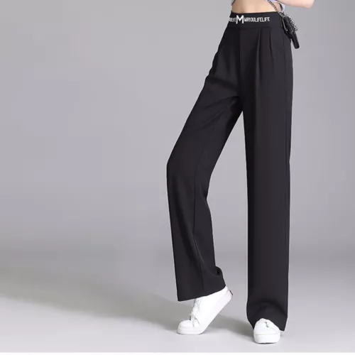 Fashionable Women's Loose Office Pants High Waist Straight Leg Casual Length - Foto 6 di 29