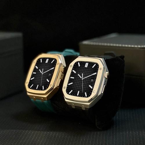 For Apple Watch 9 8 7 6 Stainless Steel Strap+Case Oak Mod Kit iwatch 44mm 45mm - 第 10/71 張圖片